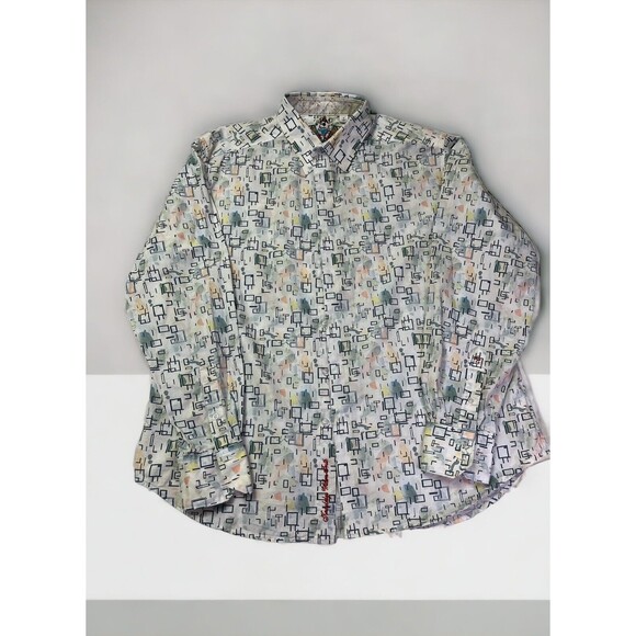 Robert Graham Long Sleeve Shirt Mens L Button Front Flip Cuff Abstract Colorful - Picture 2 of 9